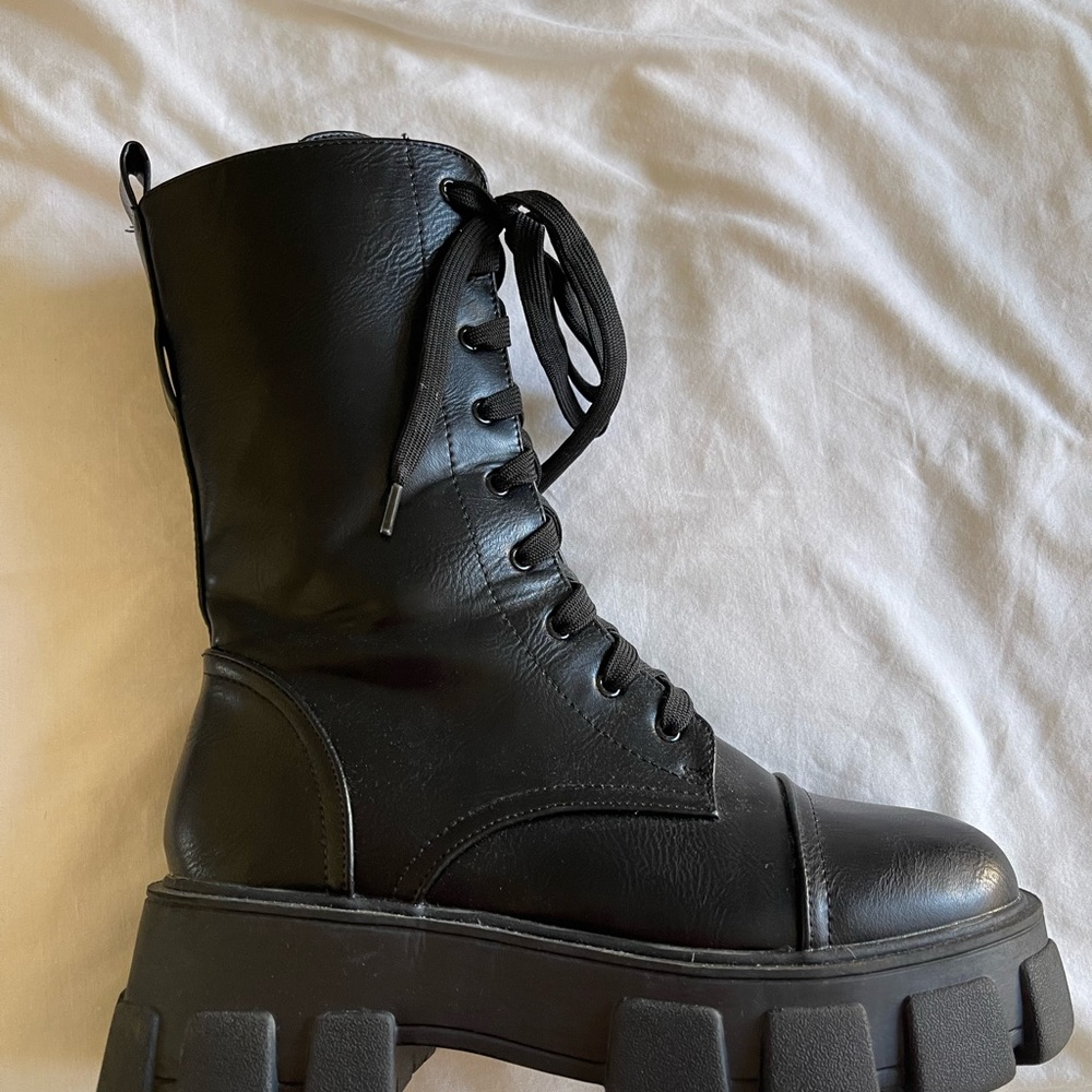 Chunky black combat boot